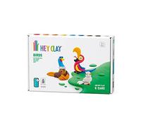 Hey Clay Birds 1, pasta modellabile medium set Uccelli 1. Argilla da Modellare per Bambini in confezione da 3 soggetti con 6 colori. Set medio da 3 uccelli e 6 colori. Con App interattiva. Atossica