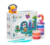 Hey Clay - Kit con 15 barattoli di Argilla autoindurente per Bambini - Set di sculture interattive per Bambini da 3 a 8 Anni (Alieni)