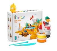 HEY CLAY - Kit con 15 barattoli di argilla autoindurente per bambini - Set di sculture interattive per bambini da 3 a 8 anni (Uccelli della fattoria)