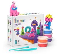 HEY CLAY Mostri Set - 15 barattoli di pasta modellabile che asciuga all'aria per bambini dai 3 anni in su - Kit сreativo per attività artistiche e manuali (Mostri)