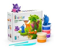 HEY CLAY Set 15 barattoli di pasta modellabile che asciuga all'aria per bambini dai 3 anni in su - Kit сreativo per attività artistiche e manuali (Animali del Bosco)