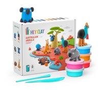 HEY CLAY Set 15 barattoli di pasta modellabile che asciuga all'aria per bambini dai 3 anni in su - Kit сreativo per attività artistiche e manuali (Animali Australiani)