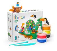 HEY CLAY Set 15 barattoli di pasta modellabile che asciuga all'aria per bambini dai 3 anni in su - Kit сreativo per attività artistiche e manuali (Uccelli)