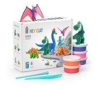 HEY CLAY Set 15 barattoli di pasta modellabile che asciuga all'aria per bambini dai 3 anni in su - Kit сreativo per attività artistiche e manuali (Dinosauri)