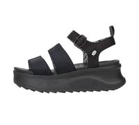 Hey Dude 43198 Delray Buckle Classic Black Sandali per Donna in Tessuto Nero Zeppa Alta (Taglia 38)