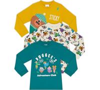 Hey Duggee Confezione da 3 magliette a maniche lunghe in 100% cotone pettinato BCI, multicolore, 3-4 Years