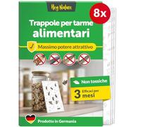 Hey Nature Trappole Antitarme Alimentari, 8 Pezzi, Senza Insetticidi | Massimo effetto attrattivo per rilevare l’infestazione, trappole di monitoraggio contro le farfalline alimentari