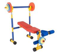 Hey! Play! Set di panca per bambini - Palestra per bambini per principianti e sollevamento pesi con pressa per gambe e bilanciere, giocattoli per bambini dai 3 anni in su Medium
