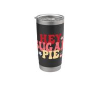 Hey Sugar Pie Retro Tipografia Cuori Stelle Design Bicchiere termico in acciaio inox doppia parete