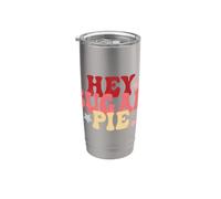 Hey Sugar Pie Retro Tipografia Cuori Stelle Design Bicchiere termico in acciaio inox doppia parete
