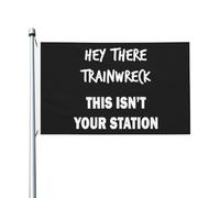 Hey There Train Wreck, This Isn'T Your Station Bandiera Da Giardino Con 2 Occhielli Bandiera Resistente Alle Intemperie Bandiere Per Feste Prato Decorazione 90X150Cm