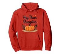 Hey There Zucca Autunno Foglie Carino Saluto Felpa con Cappuccio, Unisex per Adulti, Rosso, S