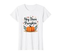 Hey There Zucca Autunno Foglie Carino Saluto Maglietta, Donna, Bianco, 3XL