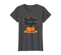 Hey There Zucca Autunno Foglie Carino Saluto Maglietta, Donna, Grigio Scuro, S