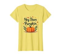 Hey There Zucca Autunno Foglie Carino Saluto Maglietta, Donna, Limone, S