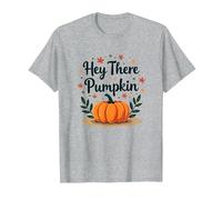 Hey There Zucca Autunno Foglie Carino Saluto Maglietta, Uomo, Grigio Melange, S