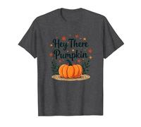 Hey There Zucca Autunno Foglie Carino Saluto Maglietta, Uomo, Grigio Scuro, M
