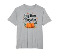 Hey There Zucca Autunno Foglie Carino Saluto Maglietta, Uomo Taglie Grandi, Grigio Melange, 5X Tall