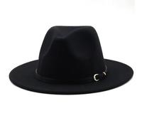 HEYANN Cappello classico Fedora a tesa larga con fibbia per cintura in feltro unisex cappello da trilby da uomo panama cappello jazz cappello per donna uomo, Nero , M