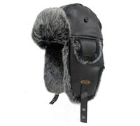HEYANN Cappello da aviatore russo per uomo e donna, in pelle di pecora artificiale, invernale, Ushanka, caldo, con paraorecchie unisex, Nero-HYEJR, XL