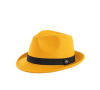 HEYANN Cappello Fedora da uomo, Panama, cappello da gangster a tesa corta Trilby Fedora invernale, cappello a bombetta vintage classico jazz, antivento caldo tweed cloche per uomo donna unisex, Giallo