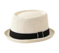 HEYANN Cappello Pork Pie in Paglia, Cappelli Fedora Pork Pie da Uomo 58 cm Cappello Estivo per Uomini e Donne, Cappello da Bowler a Soffione Piatto Protezione Solare Cappello Classico, taglia unica