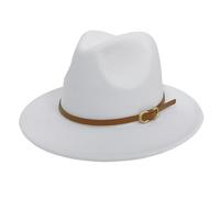 HEYANN Fedora - Cappello da uomo in feltro, con tesa larga, da uomo, classico, da donna, in feltro, da uomo, per feste, bianco, L