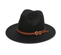 HEYANN Fedora - Cappello da uomo in feltro, con tesa larga, da uomo, classico, da donna, in feltro, da uomo, per feste, Nero , L