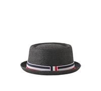 HEYANN Pork Pie, cappello di paglia da uomo Pork Pie Fedora, 58 cm, cappello estivo per uomini e donne, Bowler Flat Top parasole classico, Nero , Taglia unica