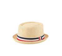 HEYANN Pork Pie, cappello di paglia da uomo Pork Pie Fedora, 58 cm, cappello estivo per uomini e donne, Bowler Flat Top parasole classico, beige., Taglia unica
