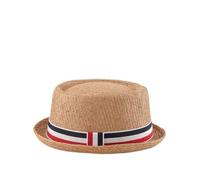 HEYANN Pork Pie, cappello di paglia da uomo Pork Pie Fedora, 58 cm, cappello estivo per uomini e donne, Bowler Flat Top parasole classico, cachi, Taglia unica