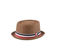 HEYANN Pork Pie, cappello di paglia da uomo Pork Pie Fedora, 58 cm, cappello estivo per uomini e donne, Bowler Flat Top parasole classico, caffè, Taglia unica