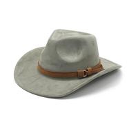 HEYANN Western Cowboy Cappelli per uomo e donna, tesa larga 8 cm, cappello in feltro, cappello da cowboy da donna Fedora Panama, M 56-59 cm, verde militare, Taglia unica