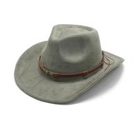 HEYANN Western Cowboy Cappelli per uomo e donna, tesa larga 8 cm, cappello in feltro, cappello da cowboy da donna Fedora Panama, M 56-59 cm, Esercito verde A, Taglia unica