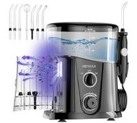 HEYAXA Flosser dentale per la pulizia dei denti con grande capacità di 1000 ml e conservazione UV, 10 irrigatori orali elettrici a pressione regolabile con 7 punte a getto, regali per chi cerca la