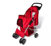 heybb Passeggino per Cani Rosso,Passeggino per Cani 2in1 - Box per Trasporto Cani - Borsa da Trasporto per Cani Pieghevole-Carrello per Animali con finestre a Rete e parapioggia