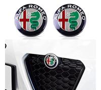 HEYCE 2 Pezzi Adesivi per Badge Emblema Logo Auto per Alfa Romeo 147 156 159 166 Giulietta Mito Stelvio Giulia, Adesivo per Cofano Adesivi Anteriori e Posteriori per Pneumatici (74 mm),A
