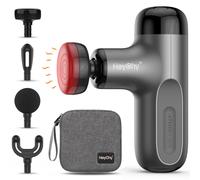 Heychy Mini Massage Pun con calore Massage Deep Gun Gun Massager muscolare a percussione portatile con 4 teste di massaggio per gli atleti