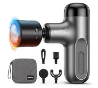 HEYCHY Mini pistola per massaggi con calore e freddo, pistola per massaggi profondi, massaggiatore muscolare a percussione portatile con 4 testine di massaggio per atleti