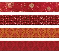 Heyda 204875523 Set di Strisce Pieghevoli per Stelle Froebel 1 x 30 cm e 1,5 x 45 cm, 4 Motivi Assortiti in Due Diverse Misure, Rosso