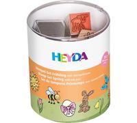 HEYDA Set di timbri con motivo primaverile, in latta rotonda trasparente, confezione da 1