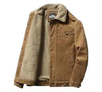 HEYDHSDC Uomo Inverno Più Giacche In Pile Velluto A Coste Utensili Casual Parka Tinta Unita Cotone Giacca Cappotti, Caff, L