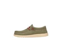 HEYDUDE Wally Tela Cerata - Scarpe Uomo Slip-On - Mocassini, Olive, 44