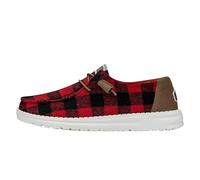 HEYDUDE Wendy Buffalo Plaid | Scarpe da donna | Mocassini slip-on da donna | Comodi e leggeri, Rosso/nero, 37 EU