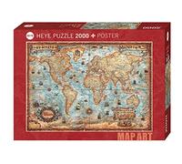 Heye- The World Standart-Carte da Gioco con Poster da 2000 Pezzi, Colore Marrone, 29845