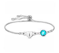HEYEJET Bracciale Donna Argento Cuore 26 Lettera Iniziale Pendente Alfabeto Braccialetti Gioielli Regali Per Zia Figlia Sorelle Amica Mamma Collega Amante Compleanno Natale Regolabili (I)