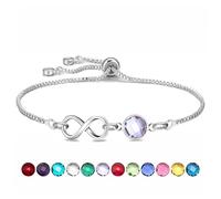 HEYEJET Bracciale Regali di compleanno di Giugno per le donne Ragazze Gioielli di pietra di nascita per la femmina mamma figlia sorella amica Bracciale a infinito catena (Giugno)