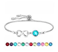 HEYEJET Bracciale Regali di compleanno di Marzo per le donne Ragazze Gioielli di pietra di nascita per la femmina mamma figlia sorella amica Bracciale a infinito catena (Marzo)