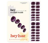 Heyhae Ehi, strisce per unghie in gel semi-catalizzate, non necessita di lampada LED, colore viola, occhio di gatto, facili da applicare e rimuovere, qualità da salone, include 28 strisce, 1 tampone