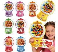 Heyhaho 18 Pack Valentine Candy Cards - Adorable Bubble Gum Machine Design, DIY Craft with Plastic Domes Greeting Cards